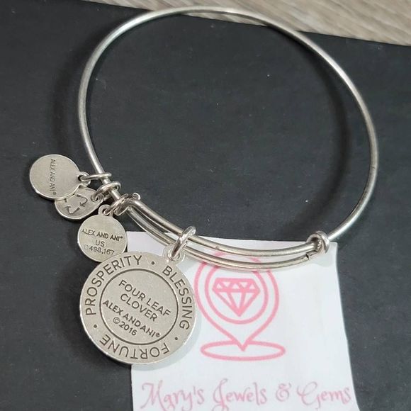 Alex and Ani Four Leaf Clover Bangle Bracelet - Picture 3 of 3